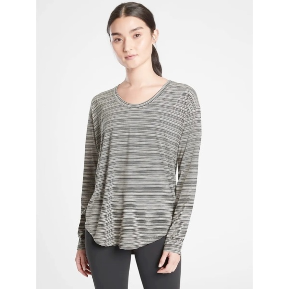 Athleta Cloudlight Stratus Striped Long Sleeve Top Size Small - Picture 1 of 9